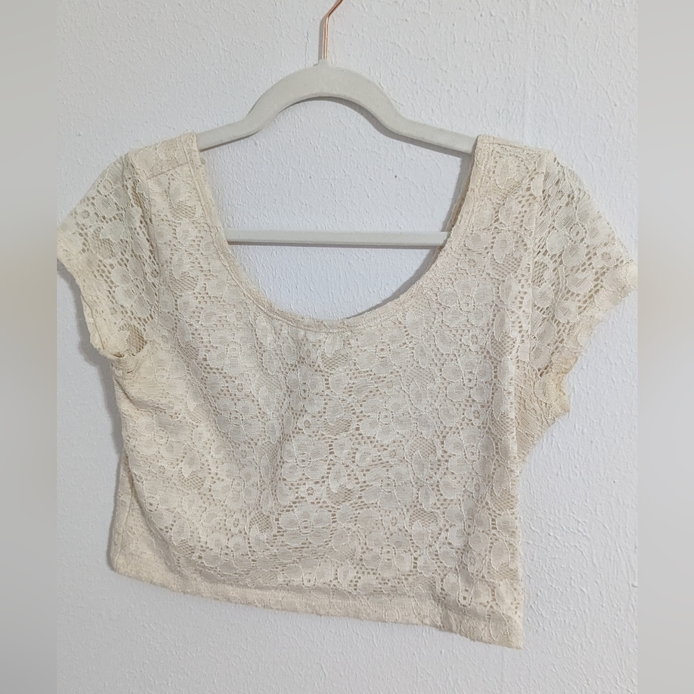 Cream, Mossimo, L, crop top